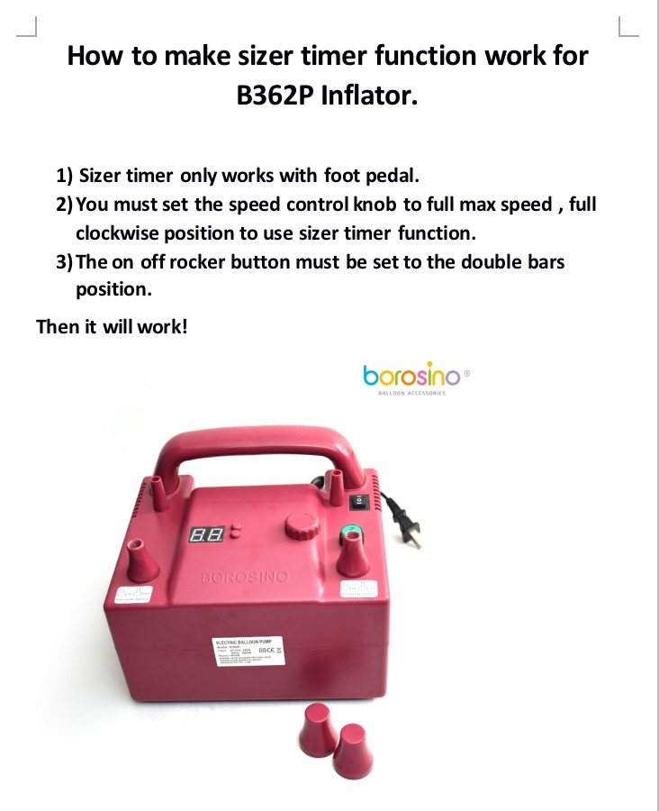 Electric Digital Balloon Inflator B362+ Color May Vary